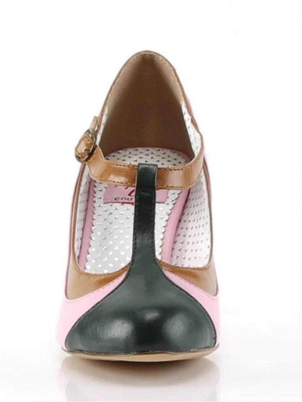 Pinup Couture Peach-03 Pink T-Strap Retro Pumps Heels Size 8 NWB - Picture 3 of 9
